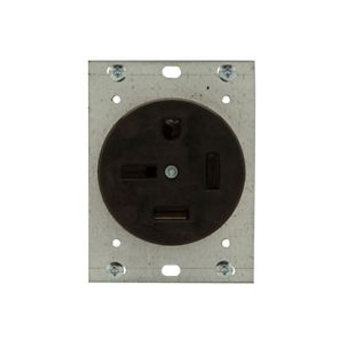 Main product image of Receptacle, #14 To 10Awg 50A, 250V, Black, Nema 15-50R, 3-Pole, 4-Wire, Screw, 3-Phase, Power, 8450N