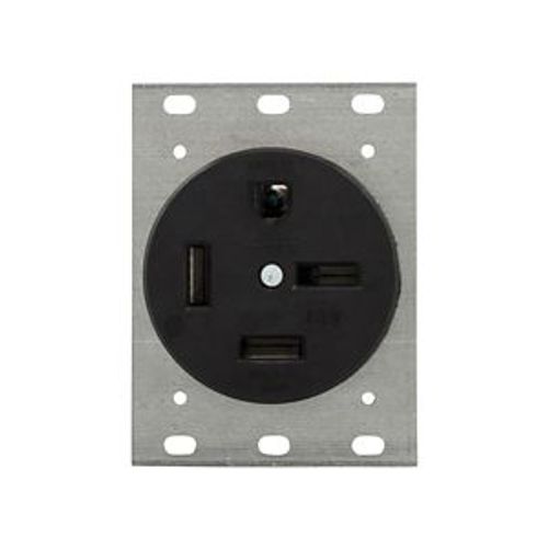 Main product image of Receptacle, #14 To 10 Awg 60A, 250V, Black, Nema 15-60R, 3-Pole, 4-Wire, Screw, 3-Phase, Power, 8460N