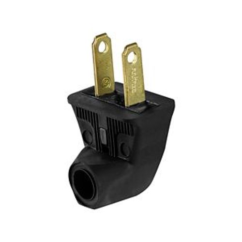 Main product image of Straight Blade Angled Plug, #18-16 Awg 15A 125V, Black Rubber, 1-15P, 2-Pole, 2-Wire, 84BK-BOX