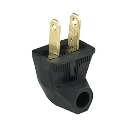 Main product image of Straight Blade Angled Plug, #18-16 Awg 15A 125V, Black Rubber, 1-15P, 2-Pole, 2-Wire, 84BK-BOX