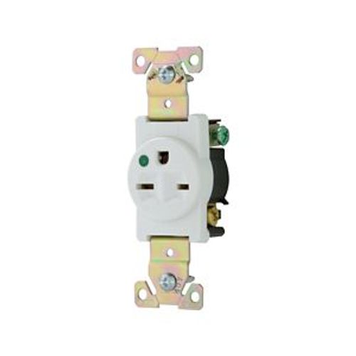 Main product image of Arrow Hart Single Receptacle, #14-10 Awg 15A, Healthcare, 250V, High-Impact Nylon, 6-15R, 8610W