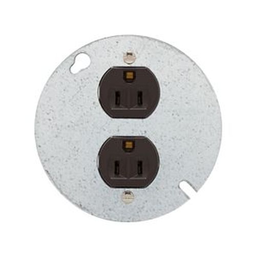 Main product image of Arrow Hart Flush Mount Receptacle, #14-10 Awg 15A 125V, Brown Face Cover, Duplex, 869-BOX