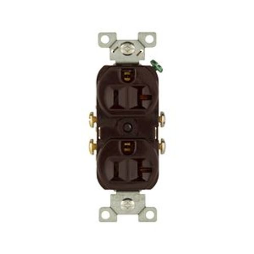 Main product image of Commercial Grade Duplex Receptacle, #14-10 Awg 20A, 125V, SideWire, Brown, 5-20R, Duplex, Screw, 877B-BOX