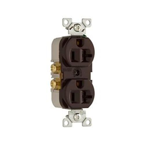 Main product image of Commercial Grade Duplex Receptacle, #14-10 Awg 20A, 125V, SideWire, Brown, 5-20R, Duplex, Screw, 877B-BOX