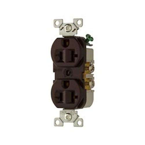 Main product image of Commercial Grade Duplex Receptacle, #14-10 Awg 20A, 125V, SideWire, Brown, 5-20R, Duplex, Screw, 877B-BOX