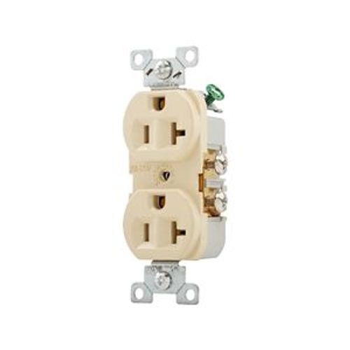 Main product image of Commercial Grade Duplex Receptacle, #14-10 Awg 20A, 125V, SideWire, Ivory, 5-20R, Duplex, Screw, 877V-BOX