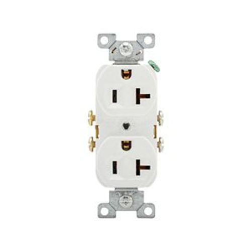 Main product image of Commercial Grade Duplex Receptacle, #14-10 Awg 20A, 125V, SideWire, White, 5-20R, Duplex, Screw, 877W-BOX
