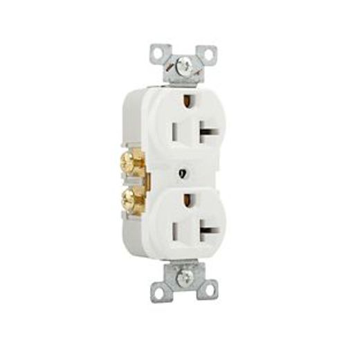 Main product image of Commercial Grade Duplex Receptacle, #14-10 Awg 20A, 125V, SideWire, White, 5-20R, Duplex, Screw, 877W-BOX