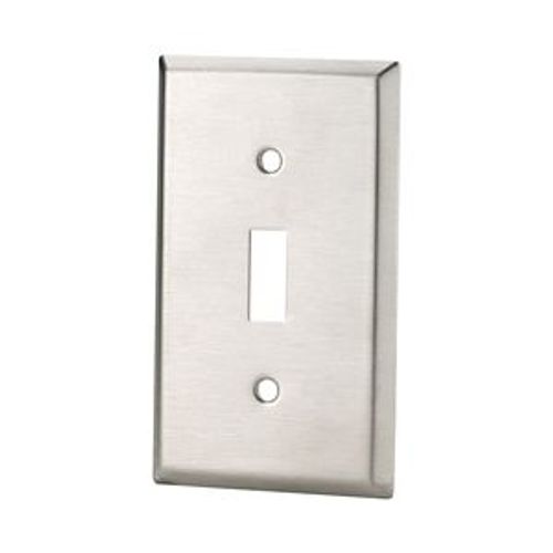 Main product image of Toggle Wallplate, Stainless Steel, Toggle Cutout, Stainless Steel, Single- Gang, Standard, 93071-BOX1