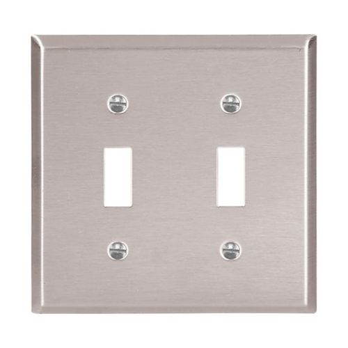 Main product image of Toggle Wallplate, Stainless Steel, Toggle Cutout, Stainless Steel, 2- Gang, Standard, Ed Box1, 93072-BOX1