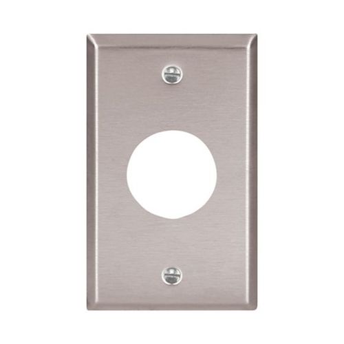 Main product image of Single Receptacle Wallplate, Stainless Steel, 1.406" Hole Cutout, Stainless Steel, Single-Gang, 93091-BOX