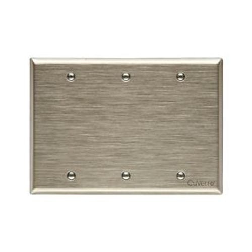 Main product image of Blank Wallplate, Stainless Steel, Blank Cutout, Stainless Steel, 3- Gang, Standard, Ed Box, 93153-BOX