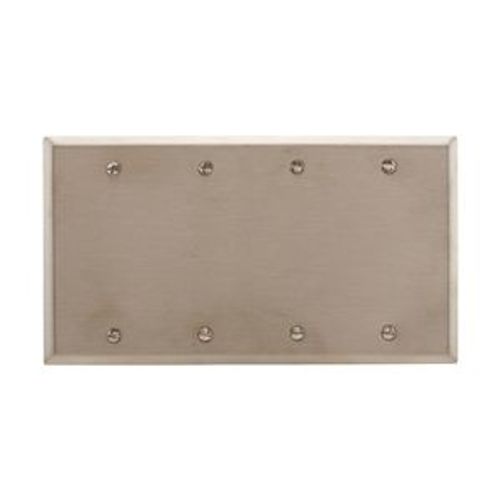 Main product image of Blank Wallplate, Stainless Steel, Blank Cutout, Stainless Steel, 4- Gang, Standard, Ed Box, 93154-BOX