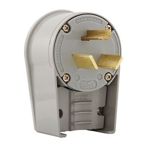 Main product image of Arrow Hart Angled Plug, #12-4 Awg 30A, Range & Dryer, 125/250V, Gray, 10-30P, 3-Pole, 3-Wire, 9352AN