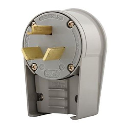 Main product image of Arrow Hart Angled Plug, #12-4 Awg 30A, Range & Dryer, 125/250V, Gray, 10-30P, 3-Pole, 3-Wire, 9352AN