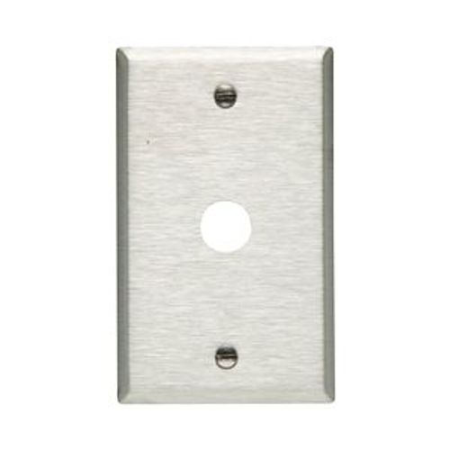 Main product image of Telephone & Coaxial Wallplate, Stainless Steel, 0.625" Hole Cutout, Stainless Steel, Single-Gang, 93591-BOX