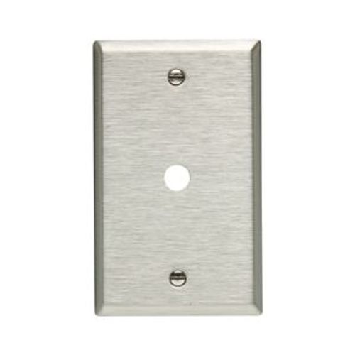 Main product image of Telephone & Coaxial Wallplate, Stainless Steel, 0.375" Hole Cutout, Stainless Steel, Single-Gang, 93696-BOX