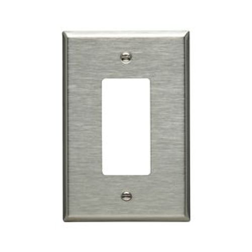 Main product image of Decorator / Gfci Wallplate, Stainless Steel, Decorator Cutout, Stainless Steel, Single-Gang, 93834-BOX
