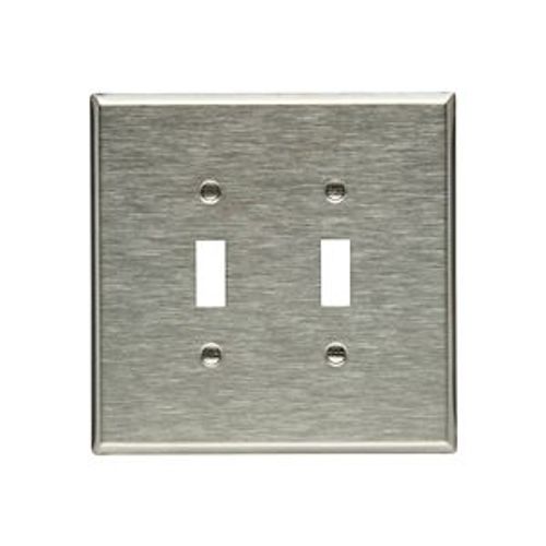 Main product image of Toggle Wallplate, Stainless Steel, Toggle Cutout, Stainless Steel, 2- Gang, Oversize, Ed Box, 93872-BOX
