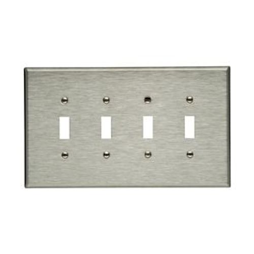 Main product image of Toggle Wallplate, Stainless Steel, Toggle Cutout, Stainless Steel, 4- Gang, Oversize, Ed Box, 93874-BOX