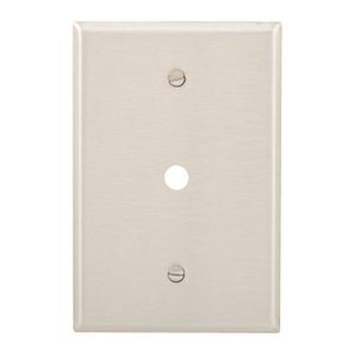 Main product image of Telephone And Coaxial Wallplate, Stainless Steel, 0.37" Hole Cutout, Stainless Steel, Single, 93896-BOX