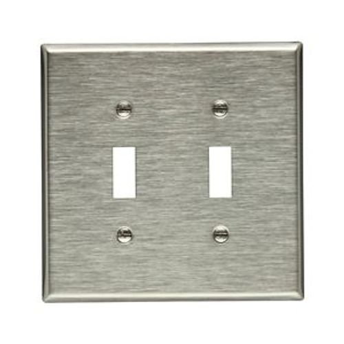 Main product image of Toggle Wallplate, Stainless Steel, Toggle Cutout, Stainless Steel, 2- Gang, Mid-Size, Ed Box, 93972-BOX
