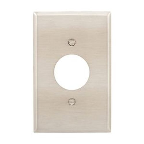 Main product image of Single Receptacle Wallplate, Stainless Steel, 1.406" Hole Cutout, Stainless Steel, Single-Gang, 93991-BOX