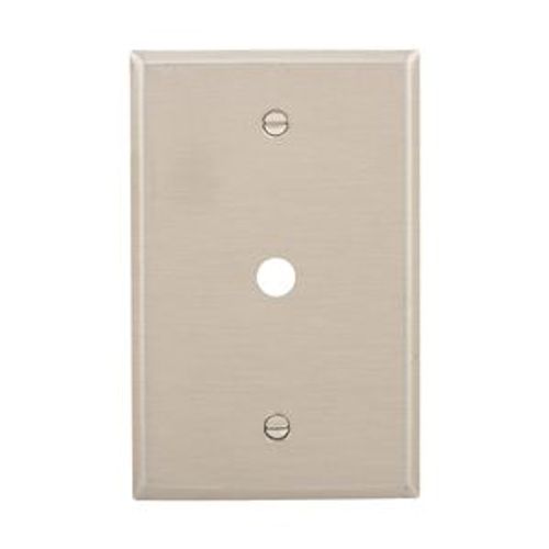 Main product image of Telephone & Coaxial Wallplate, Stainless Steel, 0.37" Hole Cutout, Stainless Steel, Single-Gang, 93996-BOX