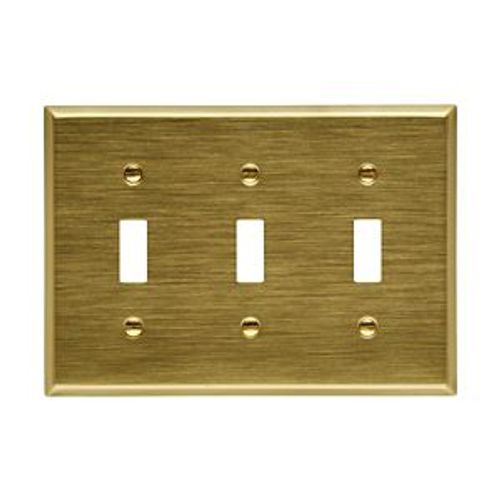 Main product image of Toggle Wallplate, Brass, Toggle Cutout, Brass, Three- Gang, Standard, 94073