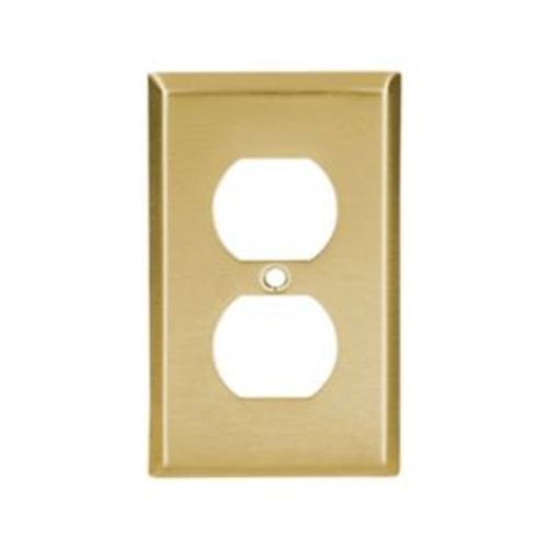Main product image of Duplex Receptacle Wallplate, Brass, Duplex Receptacle Cutout, Brass, Single- Gang, Standard, 94101