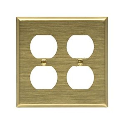 Main product image of Duplex Receptacle Wallplate, Brass, Duplex Receptacle Cutout, Brass, Two- Gang, Standard, 94102