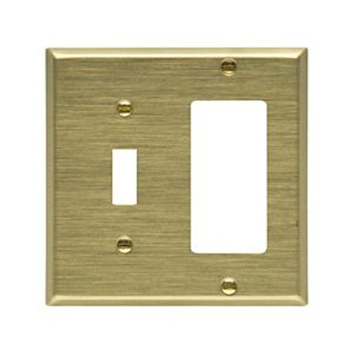 Main product image of Combination Wallplate, Brass, Toggle, Decorator Cutout, Brass, Two- Gang, Standard, 94432