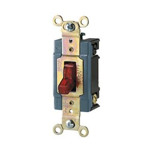 Main product image of Toggle Switch, Red, Screw, Flush, 1-Pole, Pilot Light, Single Pole, 120/277 Vac, #14-10 Awg, AH1201PL