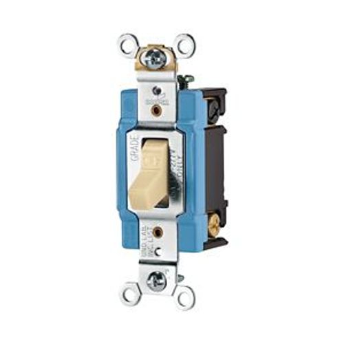 Main product image of Arrow Hart Toggle Switch, #14-10 Awg, 15A, 120/277V, Back & Side, Screw, Ivory, 1-Pole, AH1201V