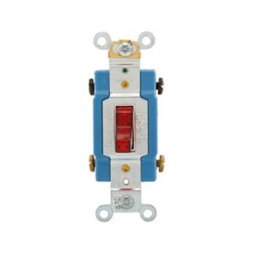 Main product image of Arrow Hart Toggle Switch, #14-10 Awg 15A, 120/277V, Red, Load Type: Motor Control, Fan, 2-Pole, AH1202PL