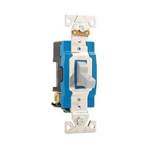 Main product image of Arrow Hart Toggle Switch, #14-10 Awg, 15A, 120/277V, Back & Side, Screw, Gray, 3-Way, AH1203GY