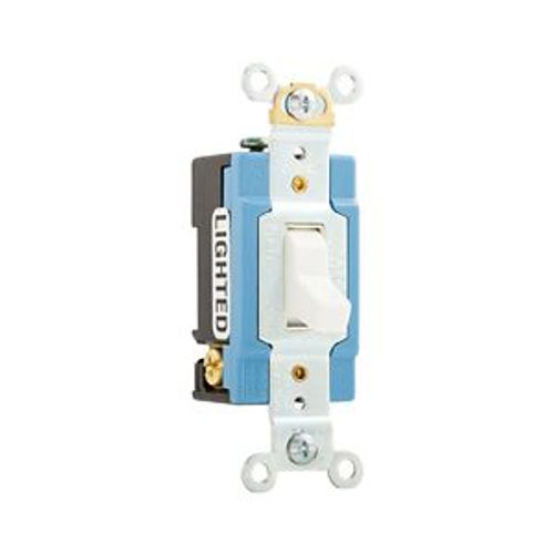 Main product image of Arrow Hart Toggle Switch, #14-10 Awg, 15A, 120/277V, Back & Side, Screw, White, 3-Way, Phenolic, AH1203LTW