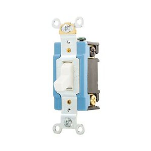 Main product image of Arrow Hart Toggle Switch, #14-10 Awg, 15A, 120/277V, Back & Side, Screw, White, 3-Way, Phenolic, AH1203LTW