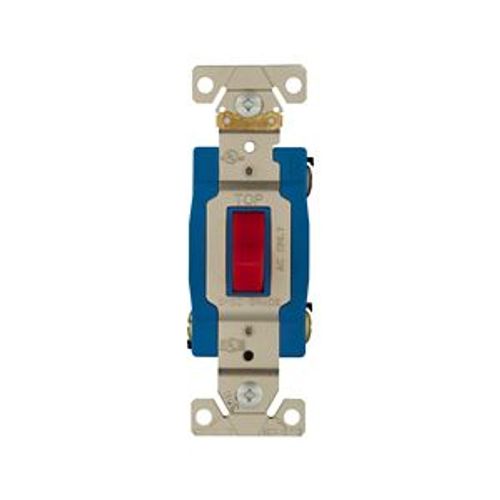 Main product image of Arrow Hart Toggle Switch, #14-10 Awg, 20A, 120/277V, Back & Side Wiring, Screw, Red, 3-Way, AH1203RD