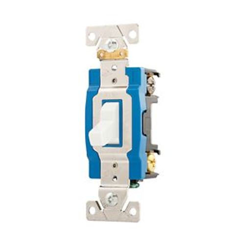 Main product image of Arrow Hart Toggle Switch, #14-10 Awg, 15A, 120/277V, Back & Side, Screw, White, 3-Way, AH1203W-BU