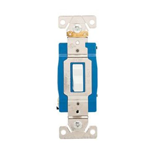 Main product image of Arrow Hart Toggle Switch, #14-10 Awg, 15A, 120/277V, Back & Side Wiring, Screw, White, 3-Way, AH1203W