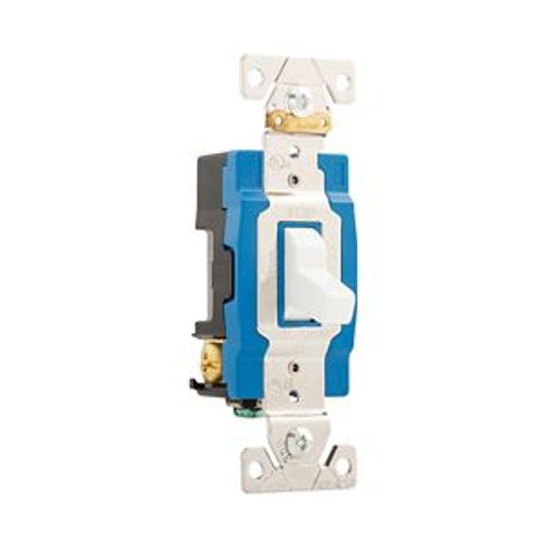 Main product image of Arrow Hart Toggle Switch, #14-10 Awg, 15A, 120/277V, Back & Side Wiring, Screw, White, 3-Way, AH1203W