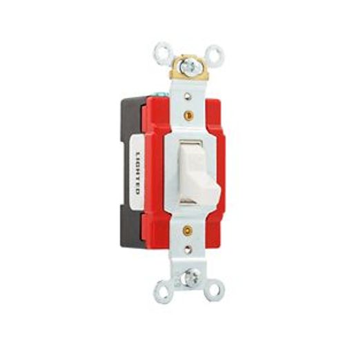 Main product image of Arrow Hart Toggle Switch, Lighted, #14-10 Awg, 20A, 120/277V, Screw, White, 1-Pole, Phenolic, AH1221LTW