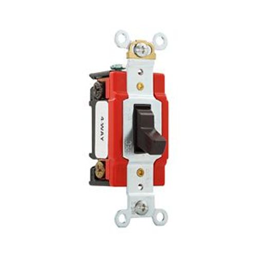 Main product image of Arrow Hart Toggle Switch, #14-10 Awg, 20A, 120/277V, Back & Side Wiring, Screw, Brown, 4-Way, AH1224B
