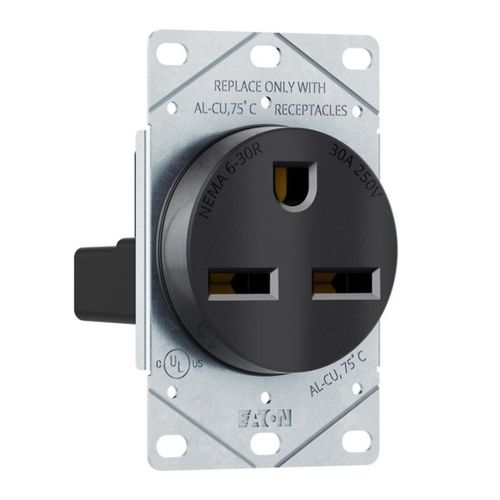 Main product image of Receptacle Single Flush 30A 250V 2P3W Str, Black, AH1234BK-BOX