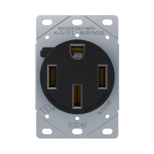 Main product image of Receptacle 50A 125/250V 3P4W W/O Mounting Screws, Black, AH1258BK-NSC