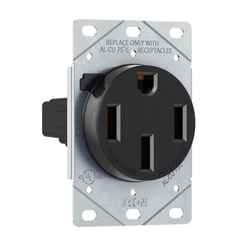Main product image of Receptacle 50A 125/250V 3P4W W/O Mounting Screws, Black, AH1258BK-NSC