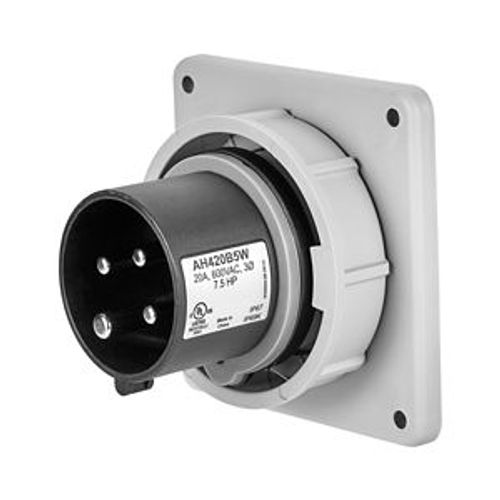 Main product image of Arrow Hart Pin & Sleeve Inlet, #12-#10 Awg 20A, 600V, Black, 3-Pole, 4-Wire, Male, 7-1/2 Hp, AH420B5W