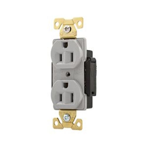 Main product image of Arrow Hart Corrosion Resistant Straight Blade Duplex Receptacle, #14-10 Awg 15A 125V, Gray, AH5262CRGY