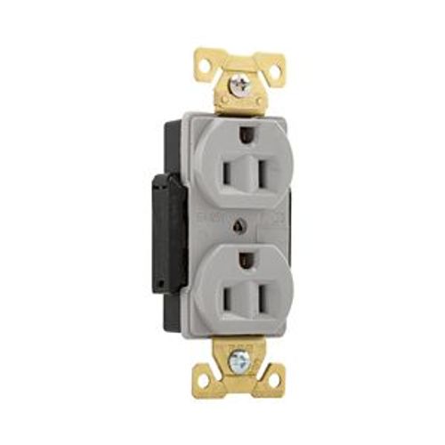 Main product image of Arrow Hart Corrosion Resistant Straight Blade Duplex Receptacle, #14-10 Awg 15A 125V, Gray, AH5262CRGY